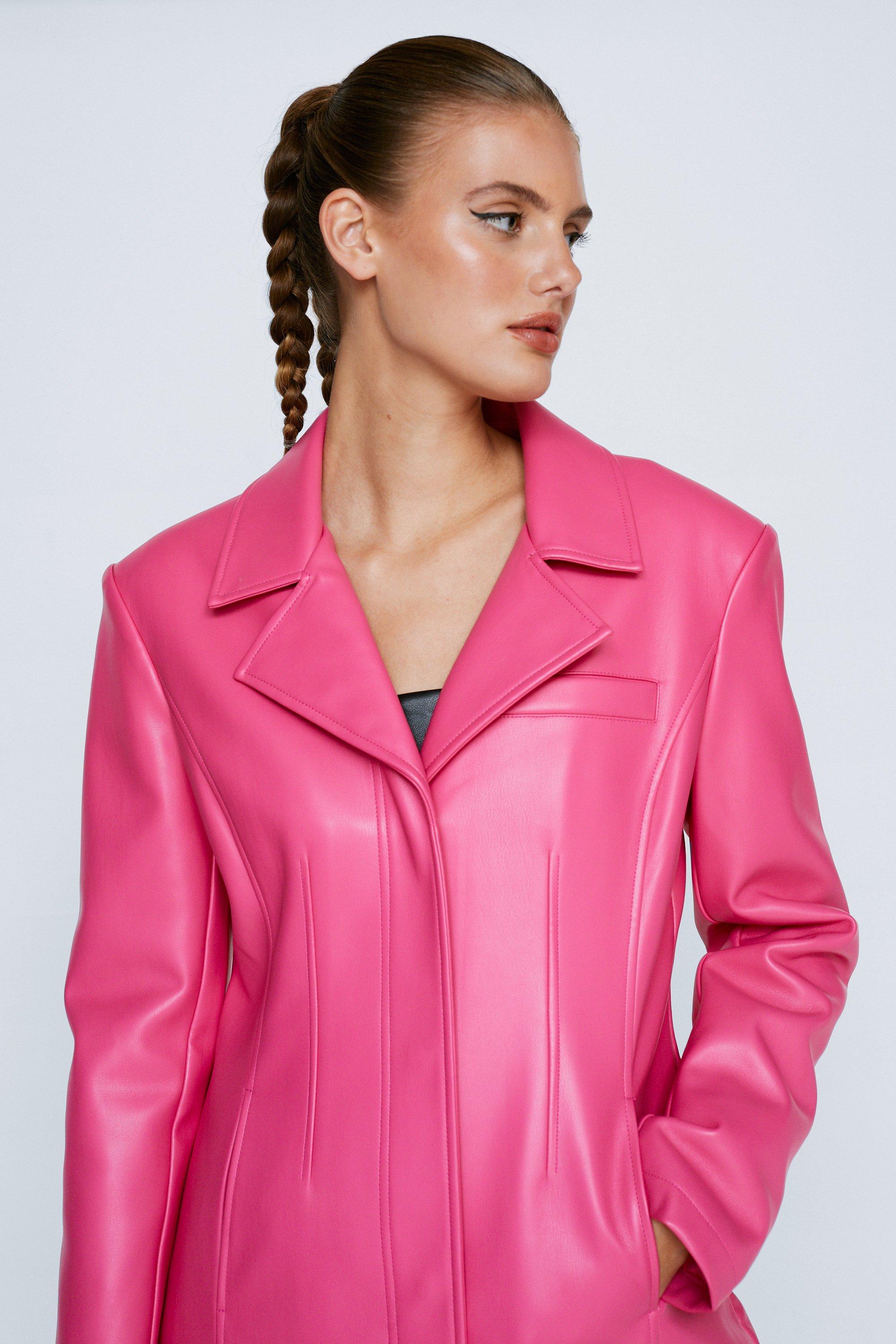 Womens longline leather sales jacket